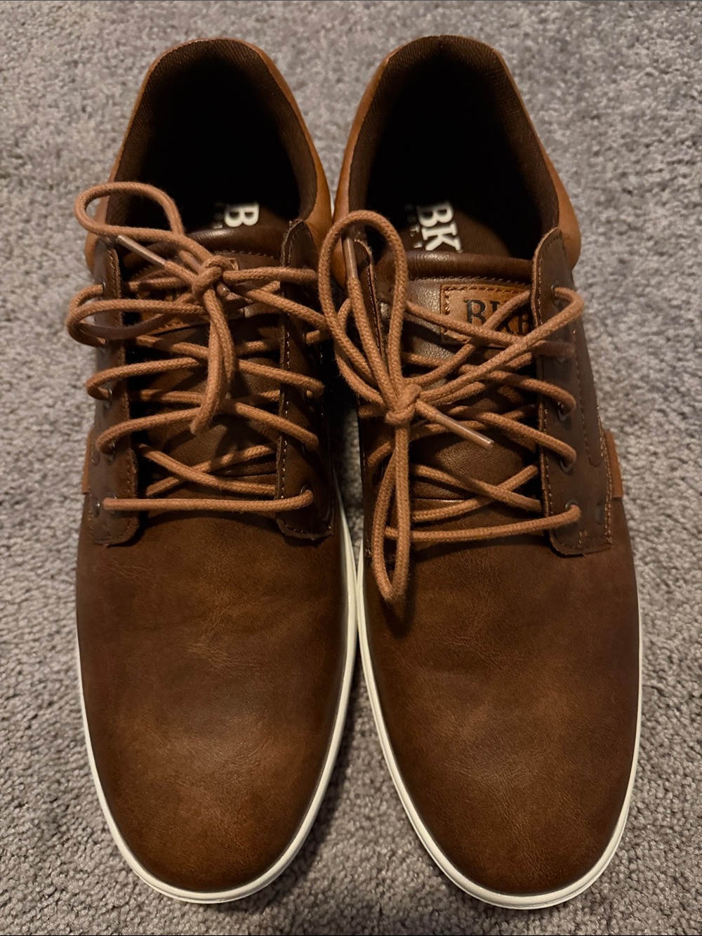 Men's Casual Brown Leather-Look Lace-Up Shoes